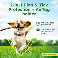 BugMD Paw Guardian Flea and Tick Prevention Pendant for Dogs with AirTag Holder | Plant-Powered Flea & Tick Control for Dog Collars Harnesses | Dog Tag with Air Tag Holder - Pink