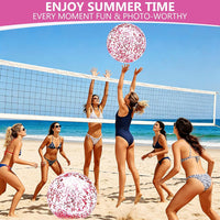 TURNMEON 5 Pack Sequins Beach Balls 16 Inch 24 Inch Pool Party - Pink / 2 pcs 24inch+3 pcs 16inch - image 4