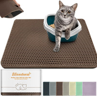 Cat Litter Mat 24"x16", Double Layer EVA litterbox Mat Beige - Brown / Honeycomb-31 x 24 Inches