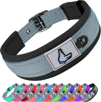 Joytale Reflective Dog Collar for Large Dogs with Wide Padding - Gray / XL