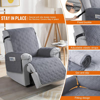 VANSOFY 100% Waterproof Recliner Chair Covers - Dark Gray / 20" - image 3
