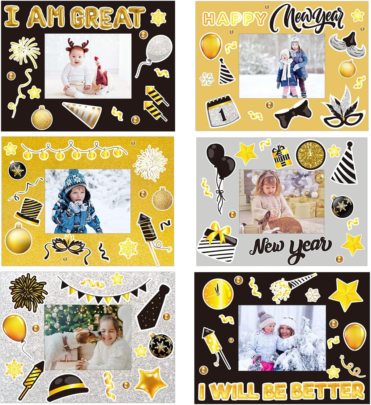 30 Packs Halloween Arts and Crafts for Kids Picture Frame Craft Kits - Happy New Year
