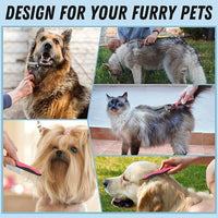 Pet Grooming Brush & Comb Combo, Cat & Dog Brush for Shedding & Dematting, Undercoat Rake for Long-haired Pets, Pink
