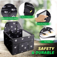 GENORTH Dog Car Seats for Small and Medium Dogs - Black Paw Print / Up to 11 lb - image 4