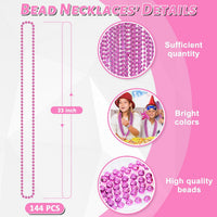 EOBOH 12PCS Mardi Gras Beads, Gold Beaded Necklace Stuff Set - Pink / 24 - image 3
