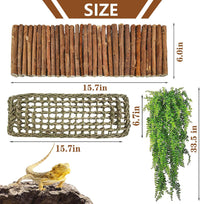 Bearded Dragon Hammock,Lizard Lounger Reptile Tank Hanging Plants Climbing Jungle Vines Flexible - Type：Hammock with wooden bridge(A) - image 3
