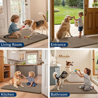 Smiry Dog Door Mat for Muddy Paws 48x30, Absorbs Moisture and Dirt Doormat, Non-Slip Washable Quick Dry Chenille Front Door Mat Indoor Entrance, Entryway Carpet for Inside Floor, Camel