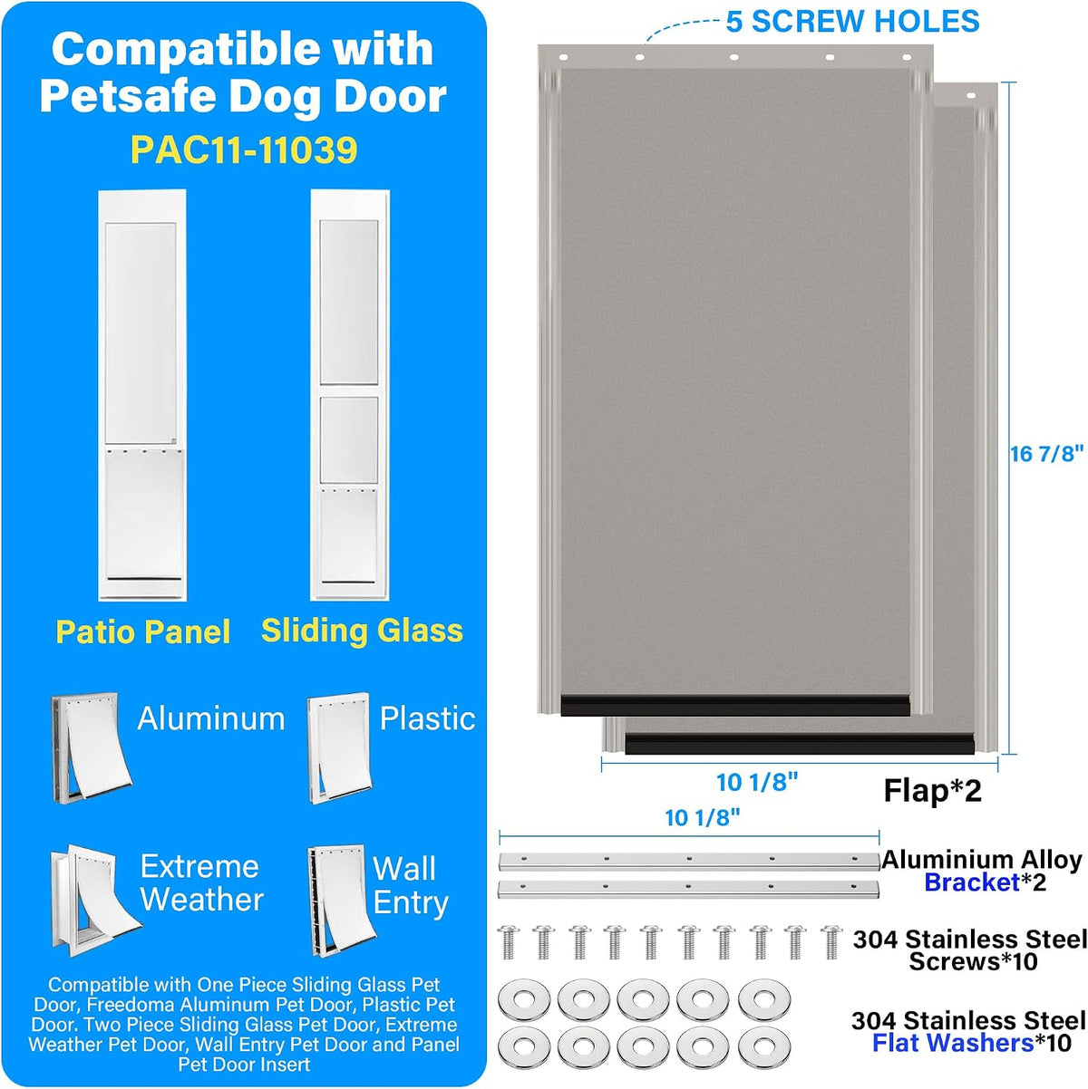 2PC Replacement Flap PAC11-11039 with Screws & Washers for PetSafe - With Bracket-smoky Translucent / Large PAC11-11039 / 2 - image 3