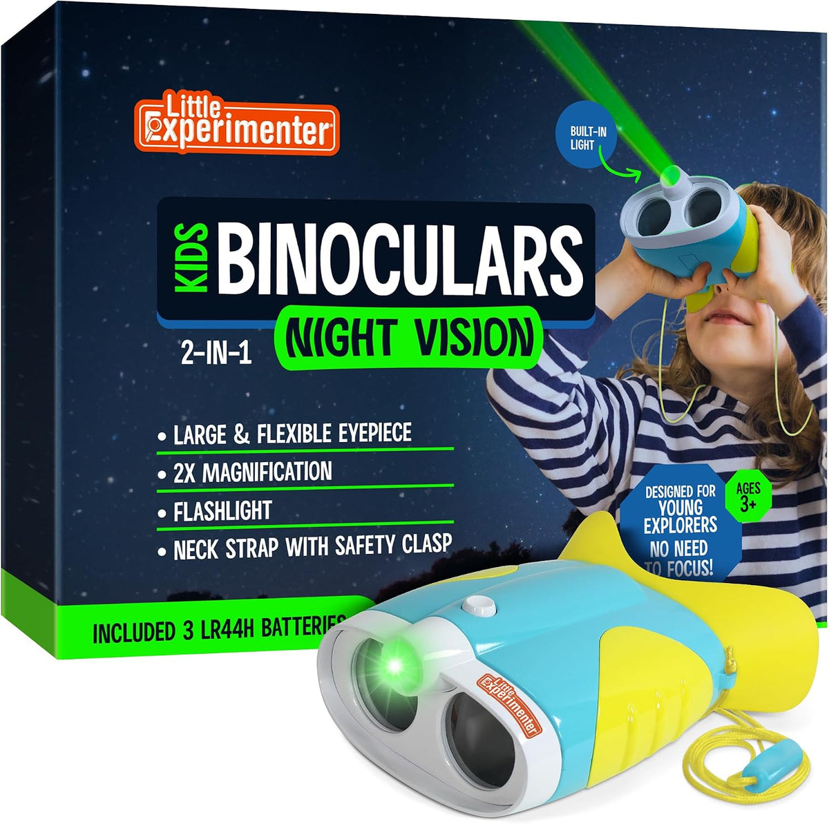 Little Experimenter Night Vision Binoculars for Kids, Flashlight