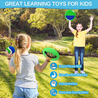 Officygnet paddle toss and catch ball game with 4 green paddles and 4 sticky balls - view 7