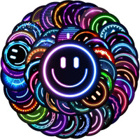 50PCS Smile Face Stickers Cute Water Bottle Stickers for Kids – Fun for Kids & Family - 50pcs Neon Stickers