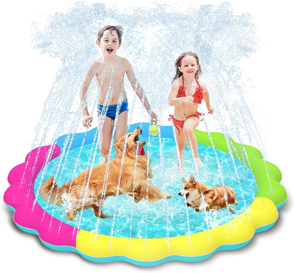 Raxurt Non-Slip Splash Pad for Kids and Dog - Colorful / 67in
