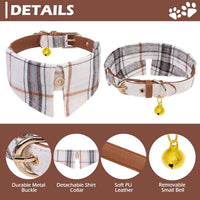 Dog Collar and Leash Set - Embroidery Floral Dog Bow Tie and Bandana Collar with Bell, Cute Flower - Cream / X-Small - image 2