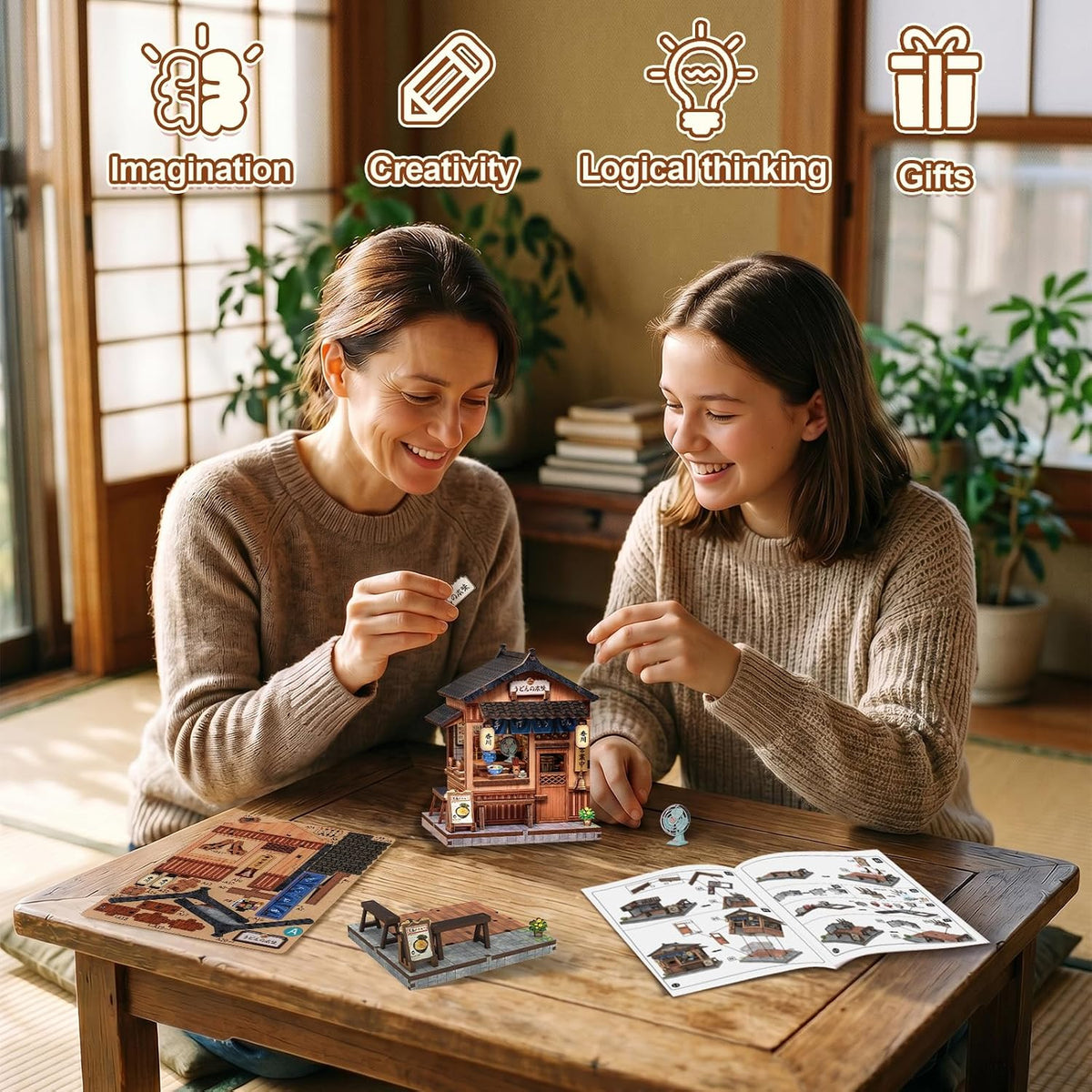 Owl Bookstore Book Nook Kit, 3D Wooden Puzzles with LED - Kagawa Udon House - image 4