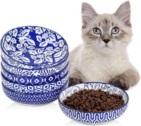 Selamica Ceramic Cat Bowls Set of 6 - 5.6 Inch, Set of 6 / Vintage Blue