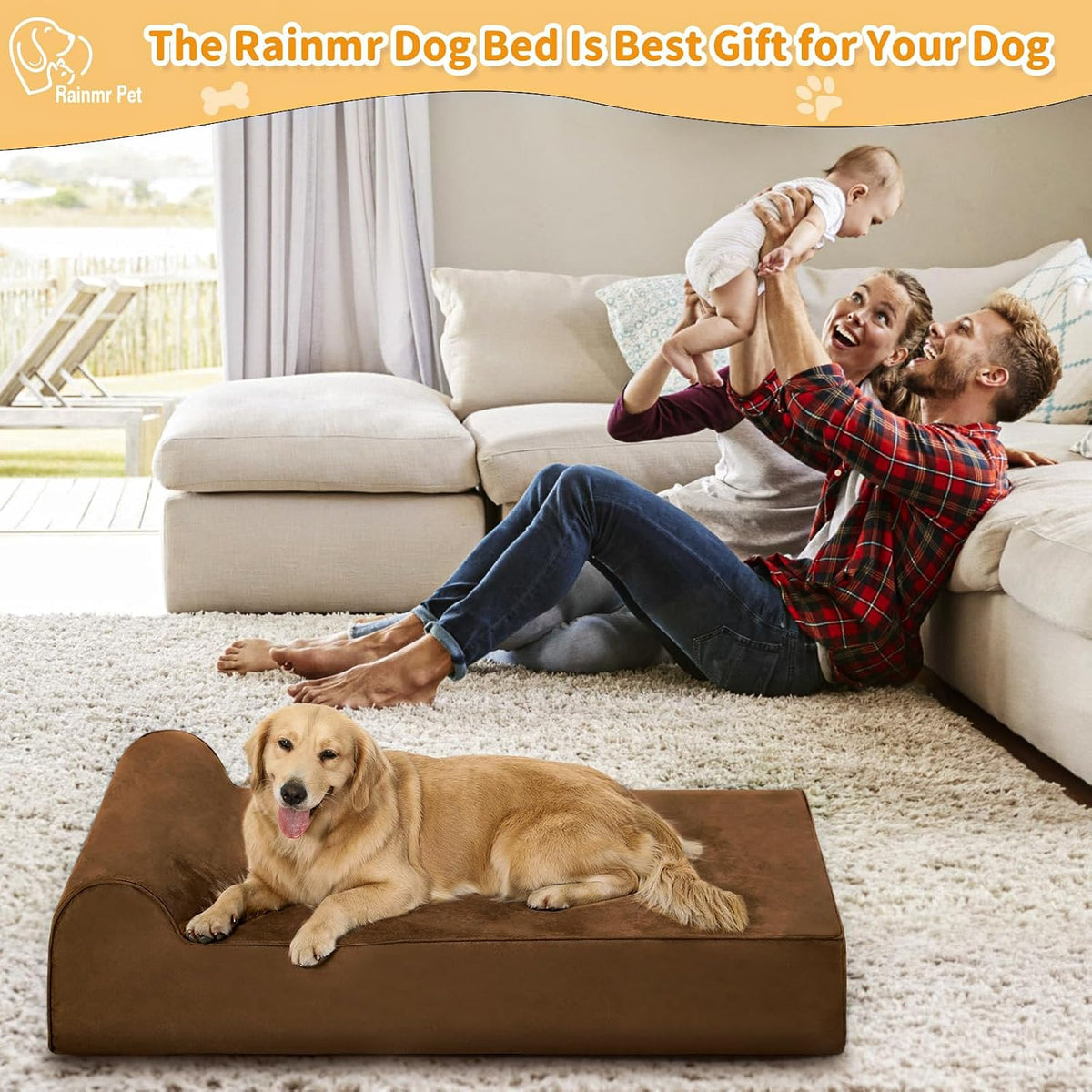 Orthopedic Dog Beds for Large Dogs - 48.0"L x 30.0"W x 7.0"TH / Premium Version-Chocolate - image 3