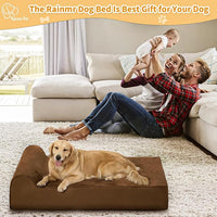 Orthopedic Dog Beds for Large Dogs, 7" Memory Foam Dog Beds with Waterproof Liner, Chew Proof Microsuede Cover, Removable and Washable, Nonskid Bottom, 60"x48" XXL Brown