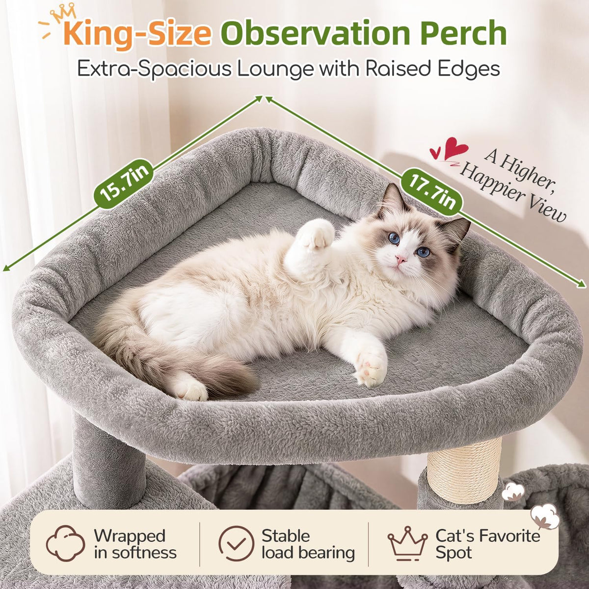 Globlazer F70 Pro Heavy Duty Cat Tree Tower for Indoor Cats Large - Light Grey / L - image 2