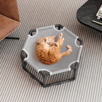 Elevated Cat Hammock Bed, Hexagon Raised Cat Swing Bed Chair Cot – Essentials for Cats - L: 23.6'' x 20.7'' x 10.6' / Grey - image 2