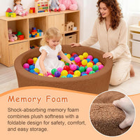 MEOGETY beige teddy fleece foam ball pit for toddlers with soft round walls - view 14