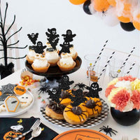 Gyufise black glitter Halloween happy birthday cake topper with half moon, house, pumpkin, ghost and - view 13