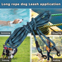 Long Dog Leash Tie-Out Check Cord - Blue / 20FT - image 4