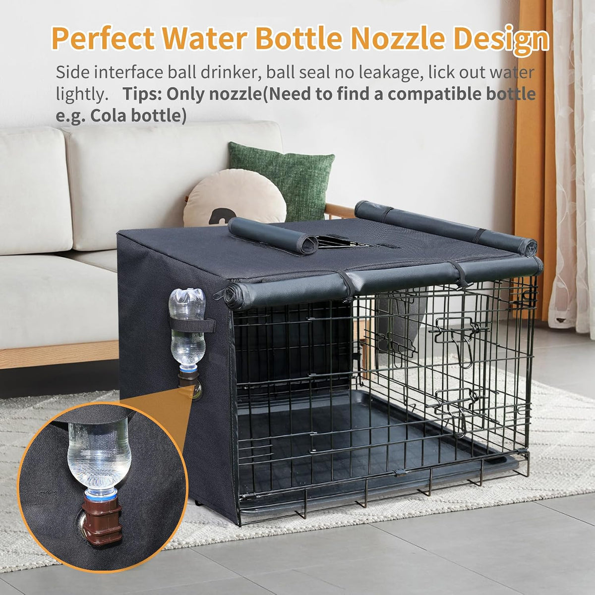 DONORO Dog Crate Cover 24 Inch Waterproof Pet Kennel Cover 600D Heavy - 36.0"L x 23.0"W x 25.0"H / Black - image 2