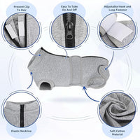Lukovee Recovery Suit for Dogs - Zipper Onesie for Female/Male Dogs, Abdominal Wounds Cone E-Collar Alternative, Prevent Licking - Spay Recovery Suit (X-Small, Grey)