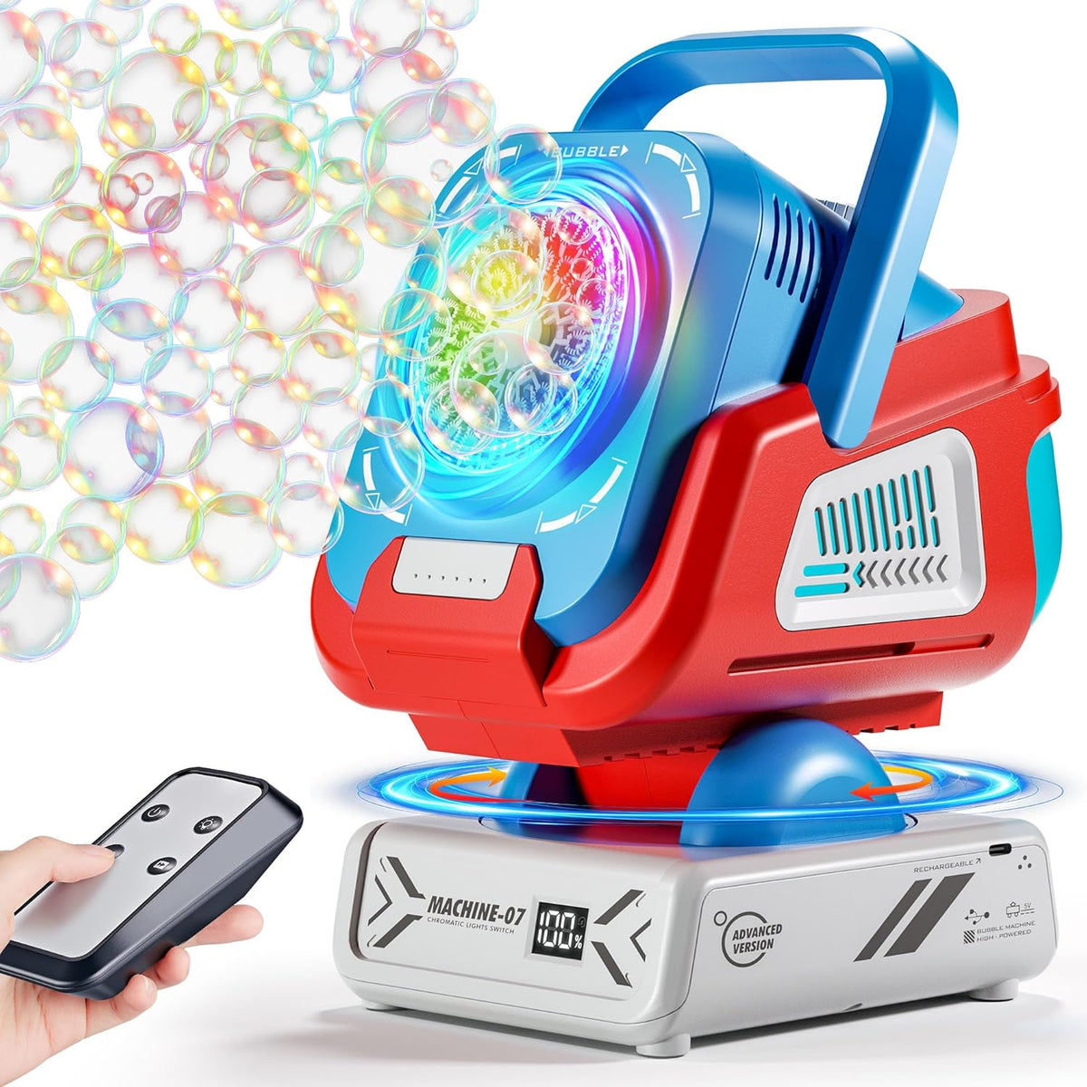 Upgraded Bubble Machine Outdoor Toys for Kids & Wedding Party – Fun for Kids & Family - Blue