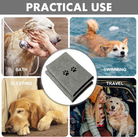 Pet Dog Cat Microfiber Drying Towel Ultra Absorbent Great for Bathing - Grey / 20" x 35" - image 3