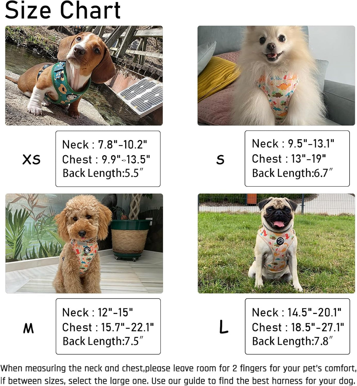 Dog Harness and Leash Set, Adjustable Dog Harness, Dog Leash - Peach / L(Chest 18.5 - 27.1", Neck 14.5 - 20.1") - image 2