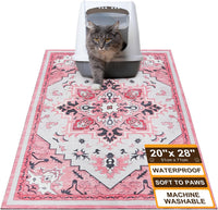 Cat Litter Mat, 20" x 28" Litter Trapping Mat, Waterproof – Daily Care for Cats - Retro_pink / 20x28 Inch (Pack of 1)