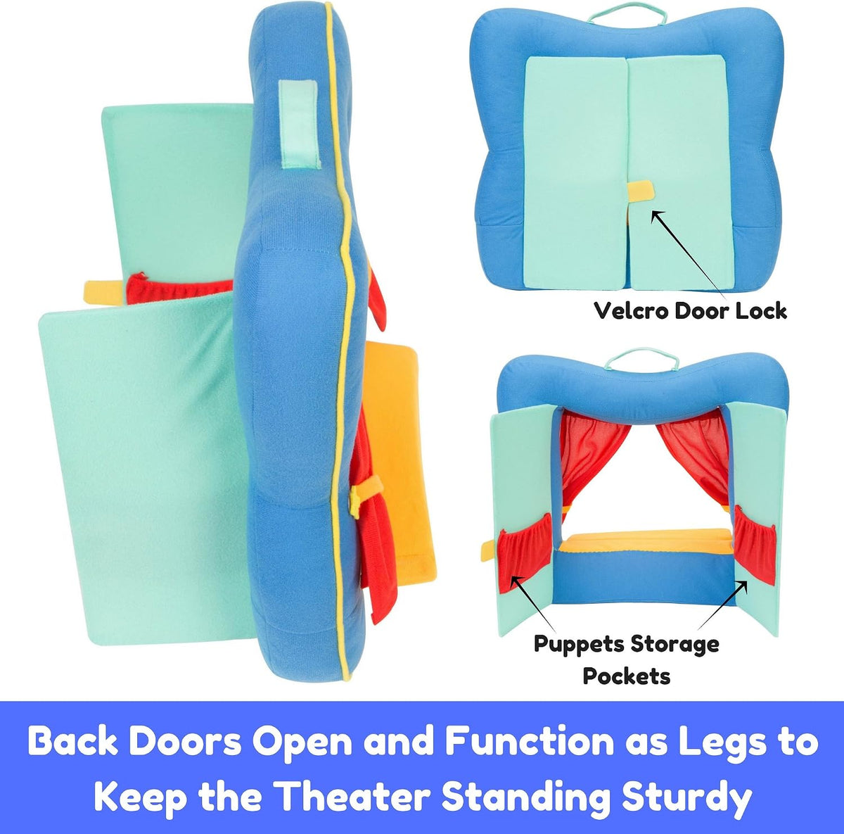 BETTERLINE 20 Piece Story Time Finger Puppets Set Cloth Velvet - Puppet Theater Blue / Finger Puppets - image 4