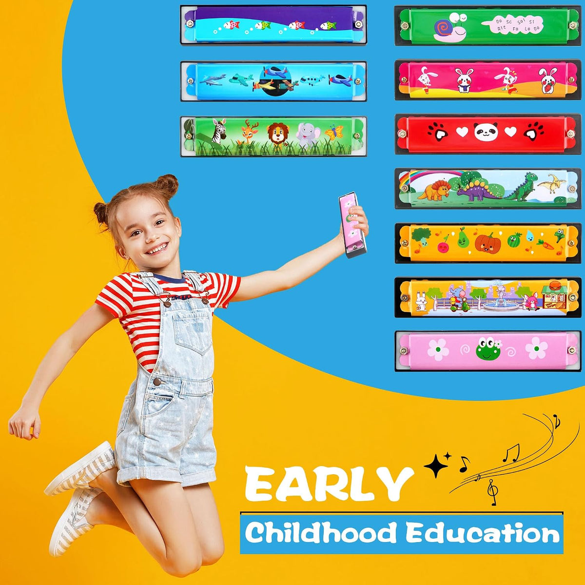 Restroma 30 pack of cartoon harmonicas with 16 holes in a double row, mixed colors - view 7