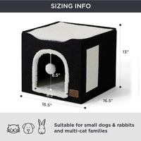Bedsure Cat House Bed for Indoor Cats with Fluffy Ball and Scratch Pad - Black / Single - image 2