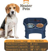 Neater Feeder Deluxe Mess-Proof Elevated Dog Bowls for Large Dogs - Medium + Standard Bowl / Dark Blue - image 4