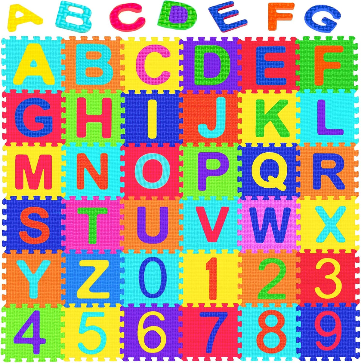 Febyyer 36 piece foam puzzle mat with alphabet letters and numbers