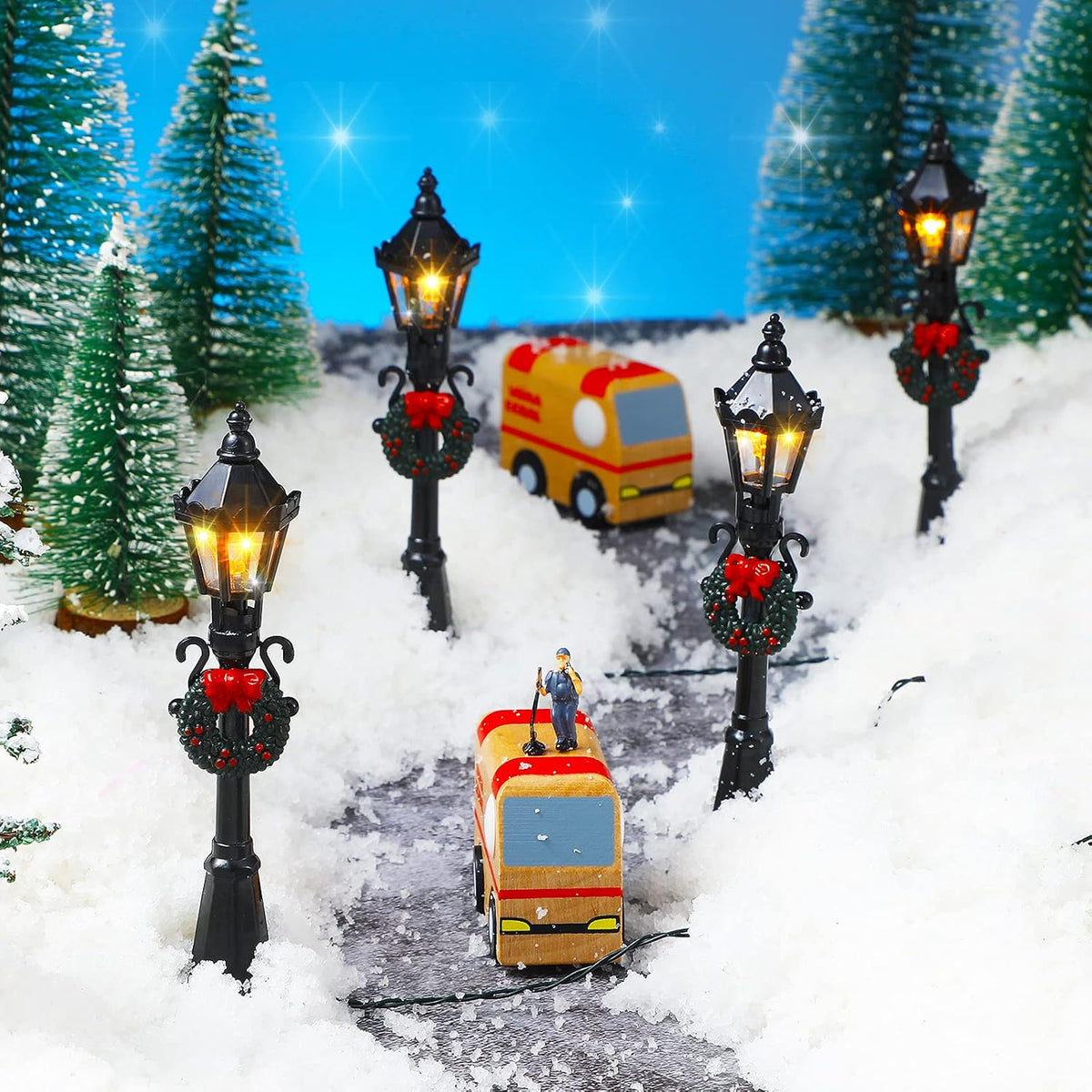 Mudder 12 Pcs Christmas Miniature Village Lamp Post Light - Classic / 4 - image 4
