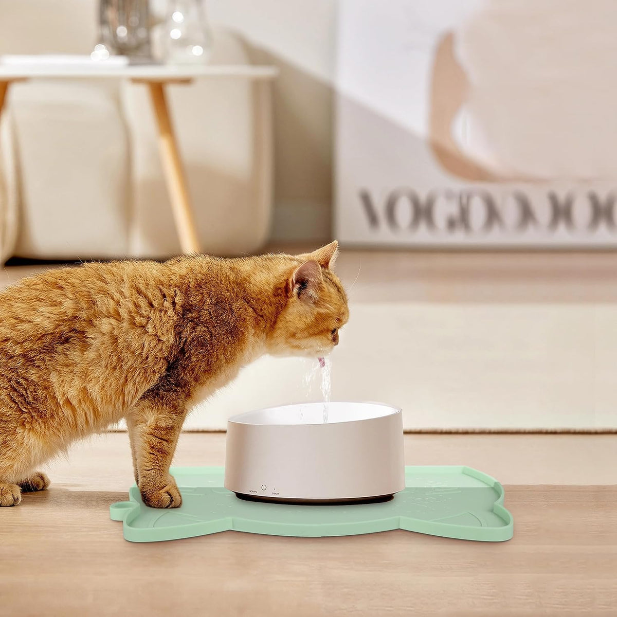 Coomazy Cat Food & Water Mat Thicker Non-Slip Silicone Mat - Cyan / 17.7''L x 10''W - image 2