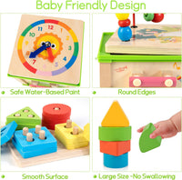 WOODMAM Wooden 7-in-1 Activity Cube - Green - image 3
