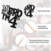 1 PCS Brother I'm 7 Cake Topper Glitter Star Happy 7th Birthday Cake - Black 4th - image 3