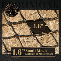 Bloomoak Slow Hay Net Feeder for Horses, Durable Soft Black PE 2/3 String Hay Bales Bags, Fit 36x18x18 to 47x25x17 Inches, Extends 50-64 Inches (2 1.6" Hole/2PC)