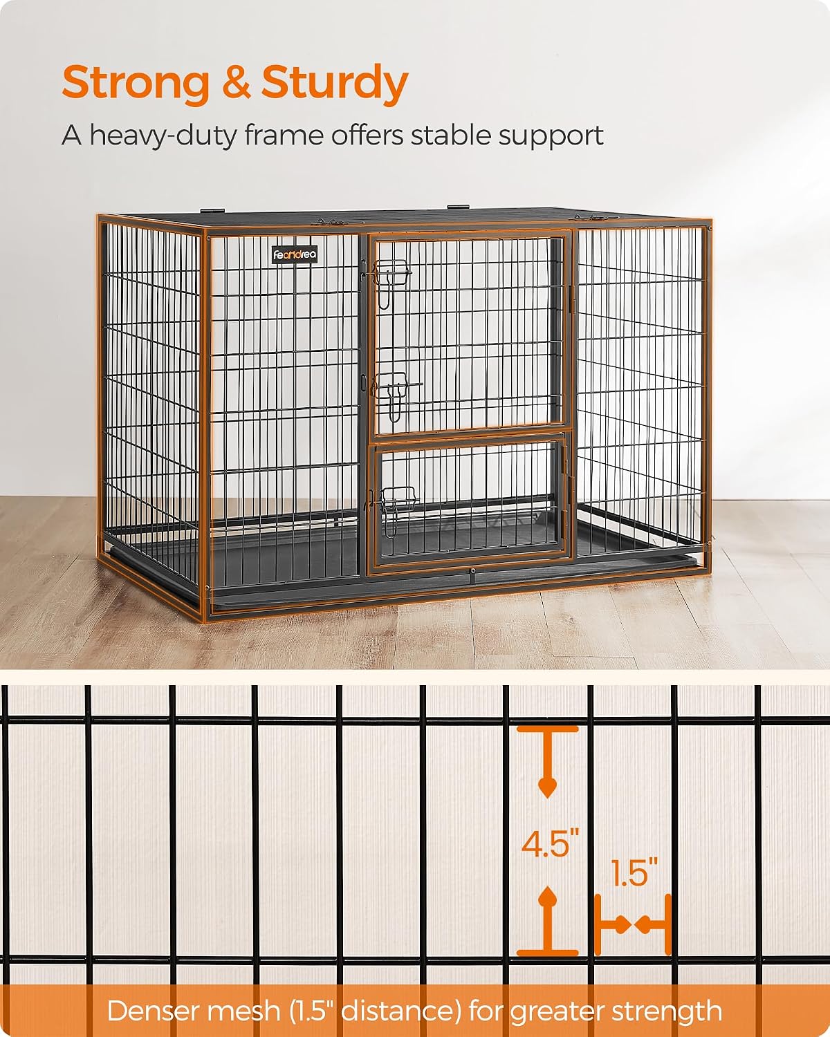 Feandrea 48" Heavy-Duty Dog Crate, Convenient Feeding Door - 48.0"L x 29.3"W x 31.7"H - image 3