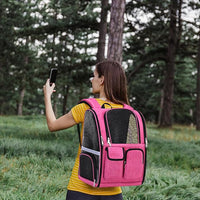 Pet Backpack, Airline Approved Dog Backpack, Cat Bag for Travel Hiking Bike Riding Walking Outdoor, Cat Backpack with Breathable Mesh(Pink)