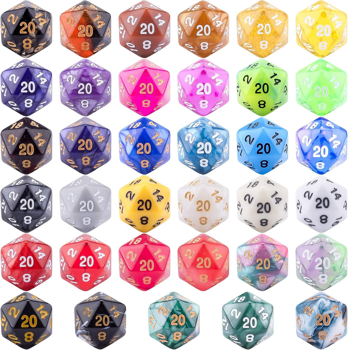AUSTOR 35 Pieces 20 Sided Dice Polyhedral Dice Set Mixed Color Game - 20 Sideds - image 2