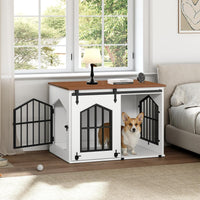 MAHANCRIS Dog Crate Furniture - White and Walnut - image 2