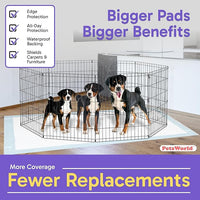 PETSWORLD Mega-Sized Dog Pee Pads (40" x 99") – 4XL Gigantic Pet Piddle Pads for Puppy Training, Incontinence – with Adhesive Sticky Tape – Leak Proof, 5-Layer Protection (240 Count)