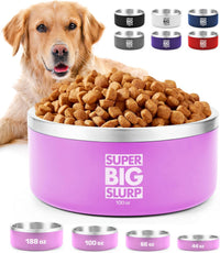 Tuff Pupper 100 oz Heavy Duty Insulated Stainless Steel Dog Bowl - 100oz / Punch Pink