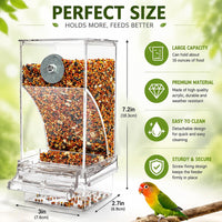 No-Mess Automatic Bird Feeder, Parakeet Cage Accessories – Essentials for Birds - Transparent - image 3
