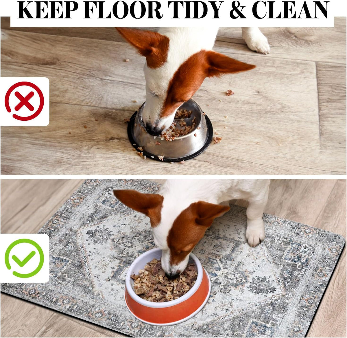 Dog Food Mats for Floors, Absorbent Dog Bowl Mat for Food and Water Dispenser Mat, Quick Dry Cat - Grey / Xl(24"×32") - image 3